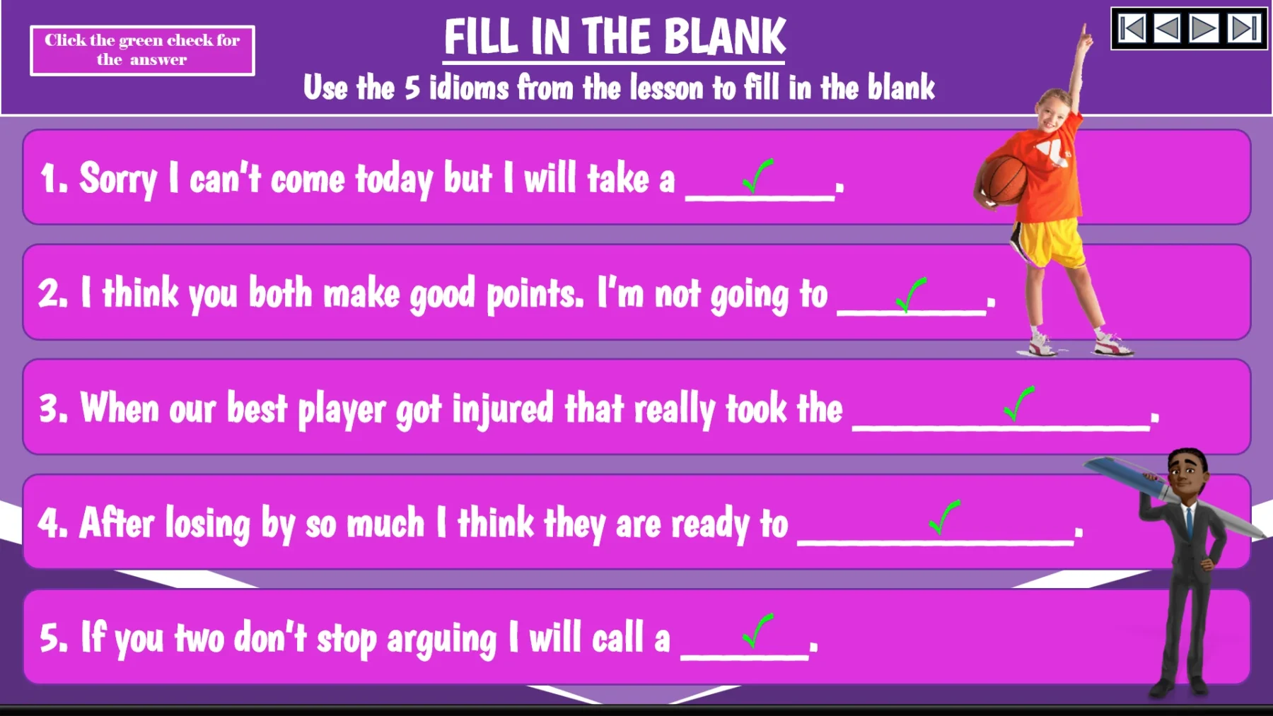 Ositos English Sports Idioms: Part Nine