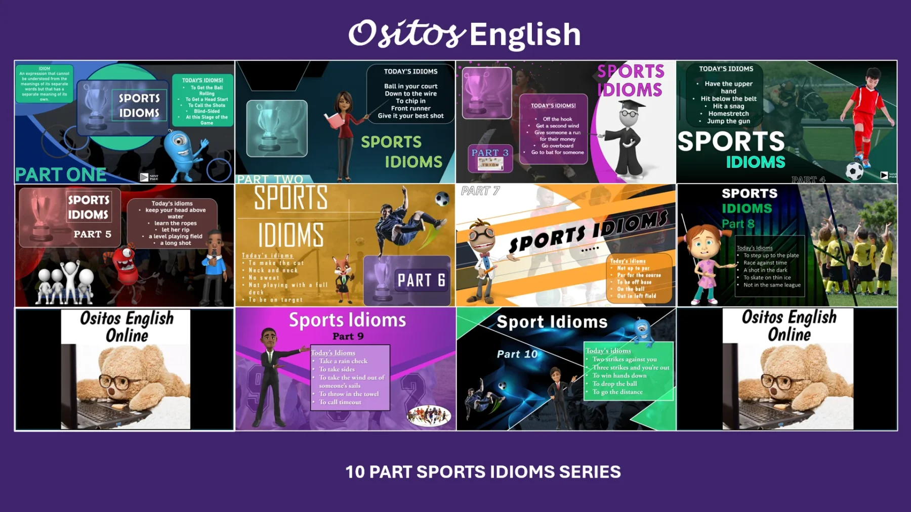 Ositos English Sports Idioms: 10-PART SERIES