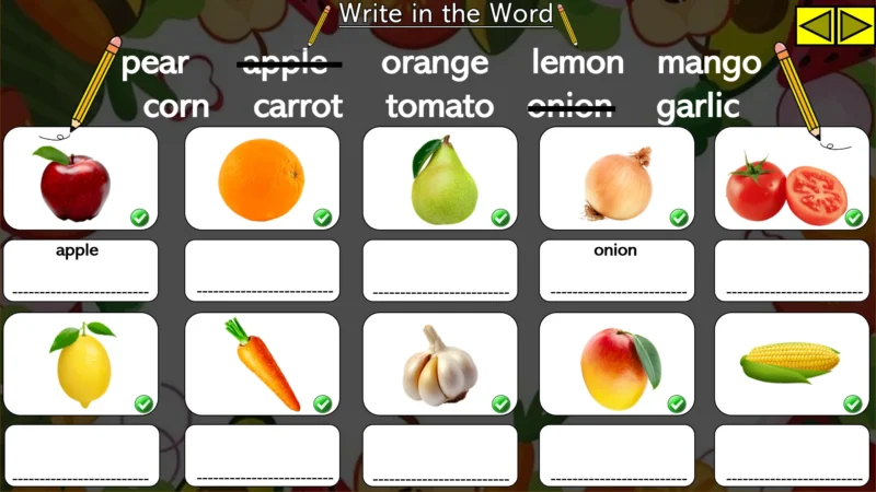 Ositos Food Lesson UNIT 3: Fruit & Veggie Practice