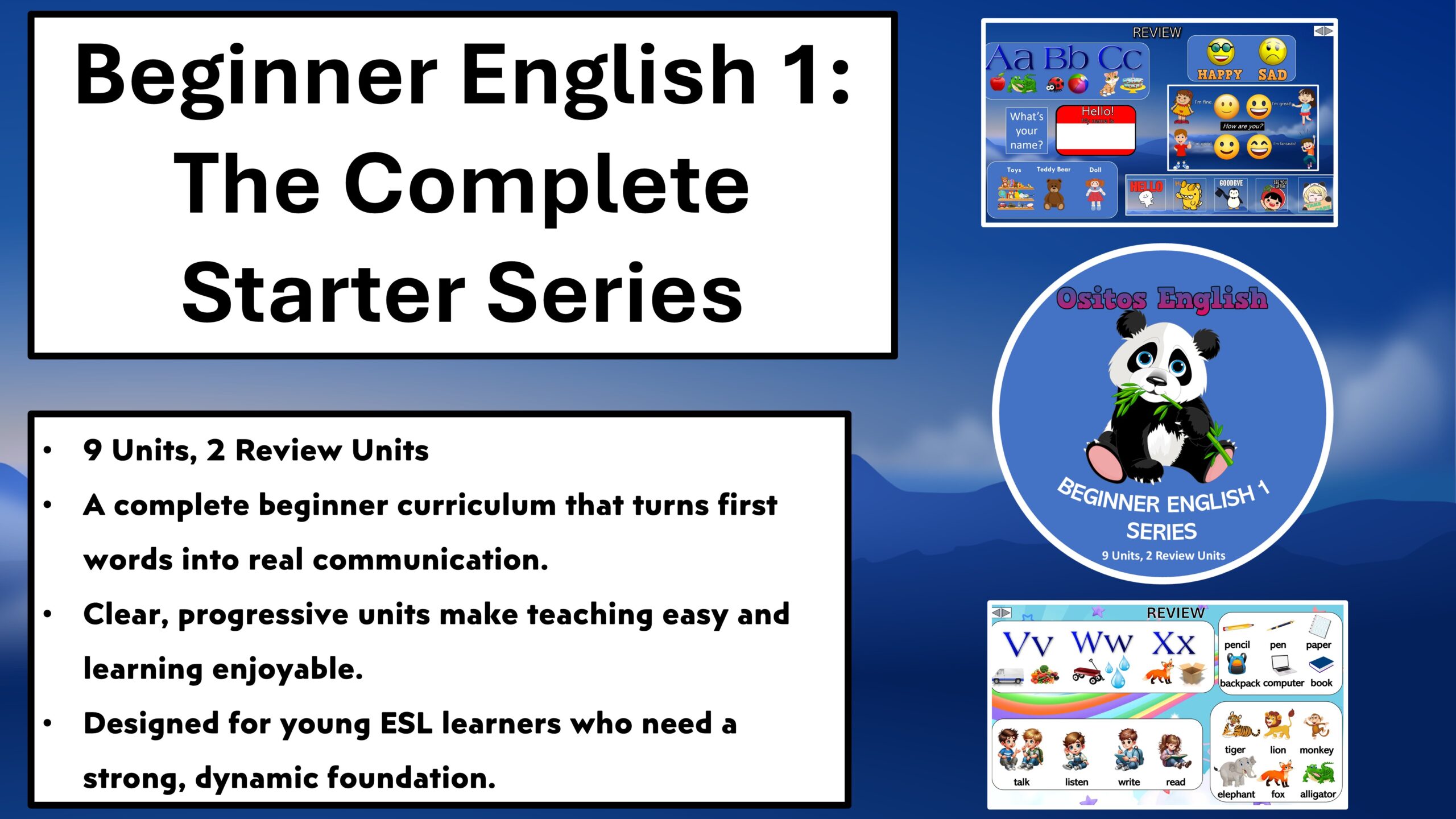 English Beginner Lessons (9 part series plus 2 review units)
