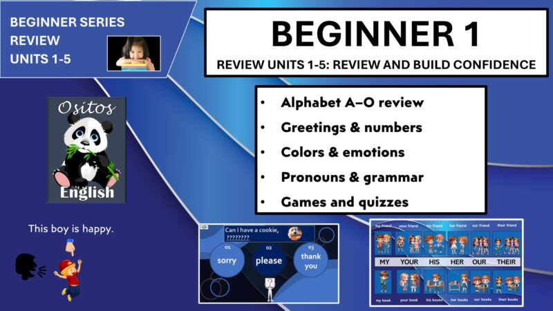 Ositos English Beginner Series Review Unit 1–5